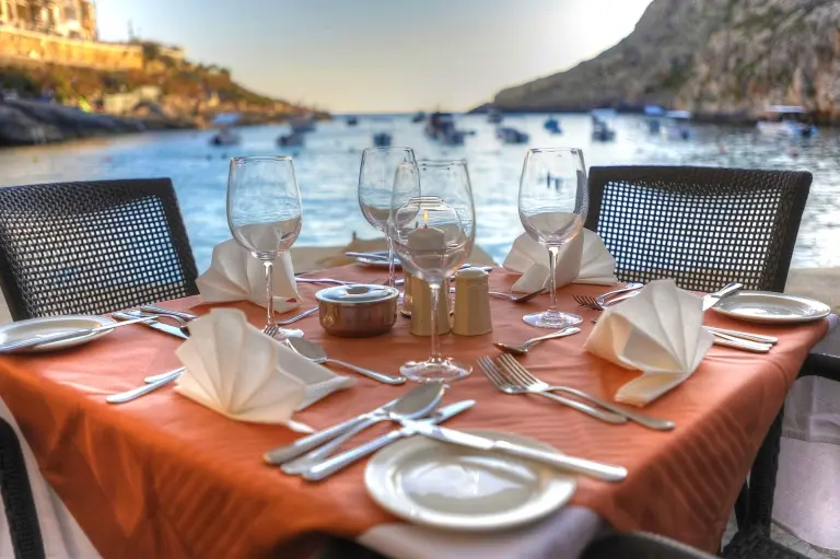 Waterfont dining at St Patrick's hotel in Gozo