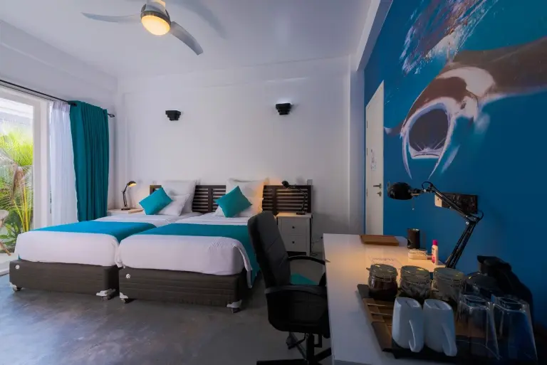 Twin bedroom at Boutique Beach in the Maldives