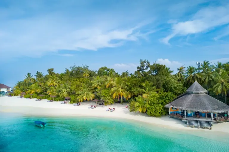 Aerial of the dive centre at Ellaidhoo Maldives by Cinnamon Resort in the Maldives