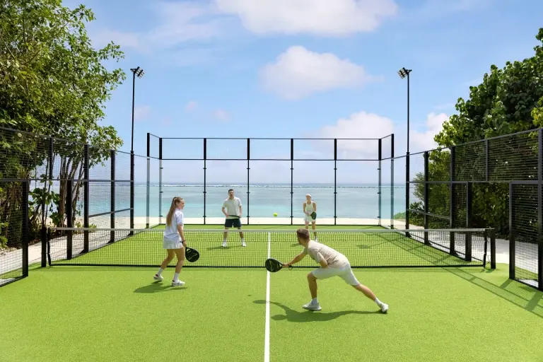 The padel court at Le Meridien Maldives Resort & Spa, Maldives.