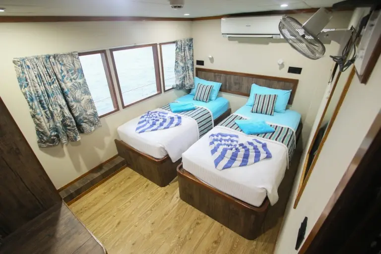 Main deck twin cabin on Emperor Voyager, Maldives