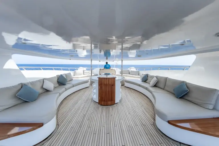 Shaded seating area on the sun deck, Eriny, Red Sea.