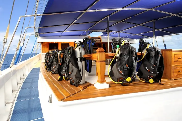 View of the dive deck on S/Y Palau Siren.