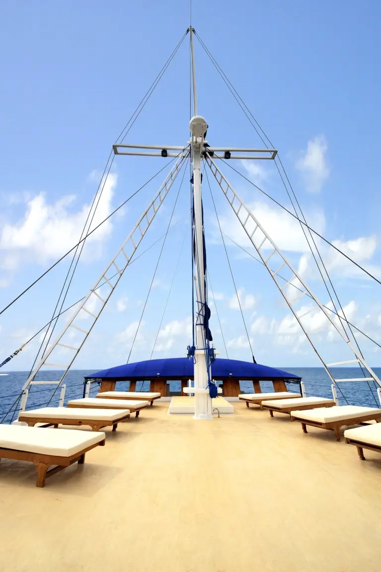 The sun deck on S/Y Palau Siren.