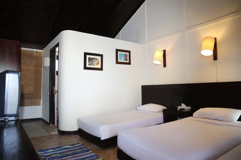 Twin bedroom at Abu Dabbab Diving Lodge in Egypt