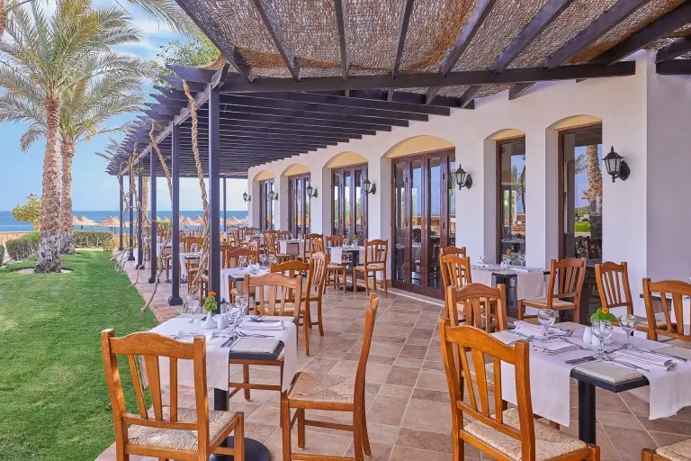 Sea Pearl sncaks restaurant terrace at Jaz Dahabeya Hotel in Dahab, Egypt