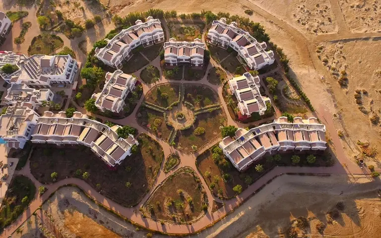 Aerial of Lahami Bay Beach Resort in Hamata, Egypt