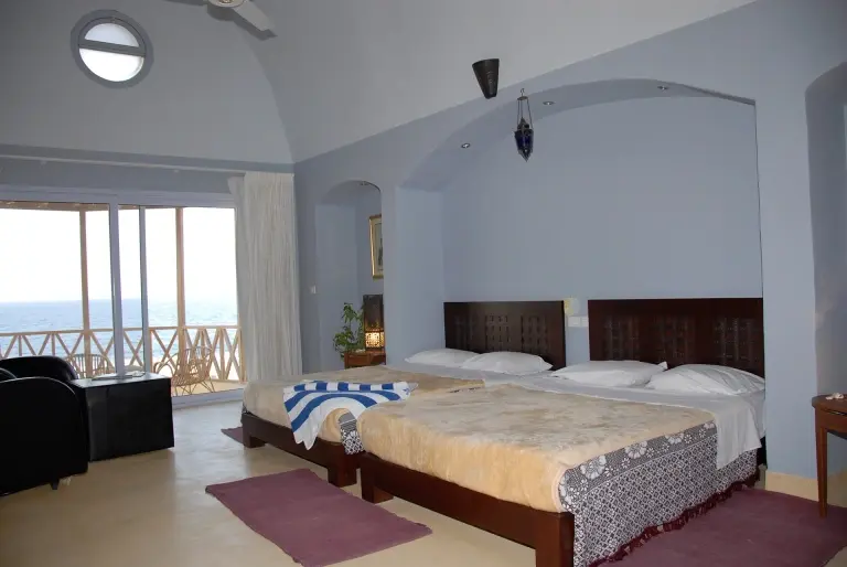 Deluxe chalet balcony at Oasis Dive Resort in Marsa Alam, Egypt