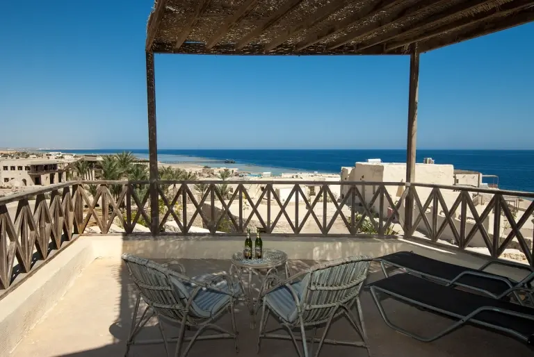 Terrace at Oasis Dive Resort in Marsa Alam, Egypt