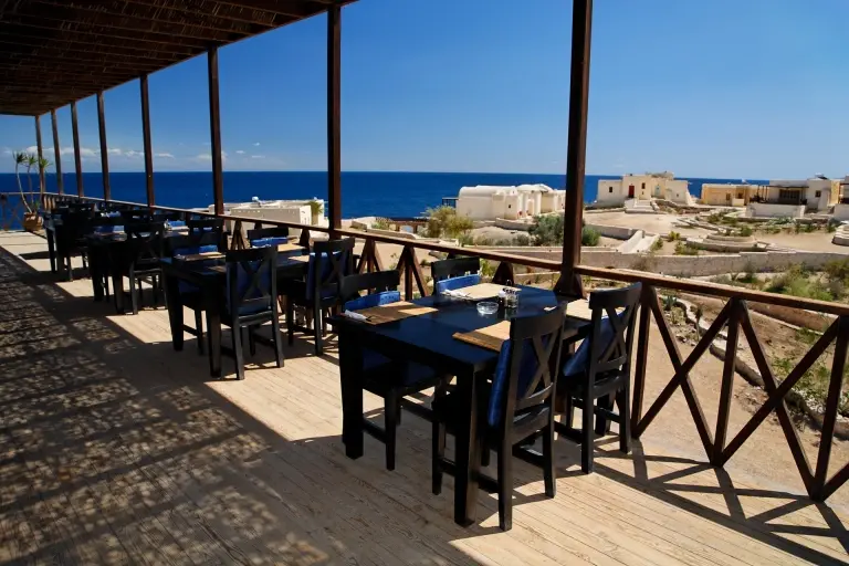 Dining area at Oasis Dive Resort in Marsa Alam, Egypt