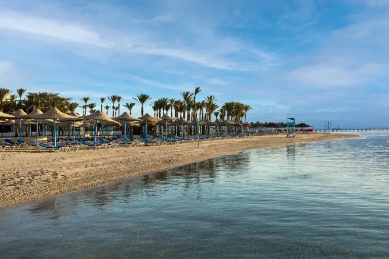 Beach at Radisson Marina Resort in Port Ghalib, Egypt