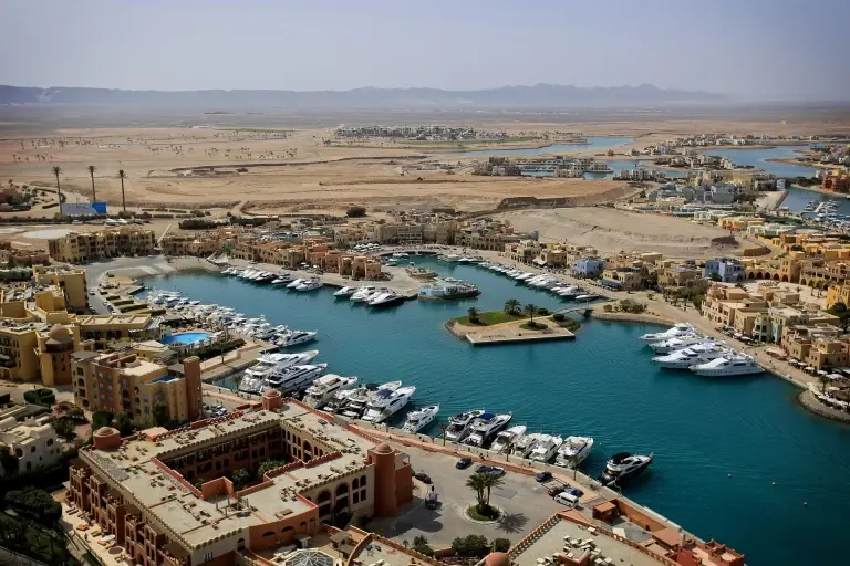 Aerial of the marina in El Gouna, Egypt