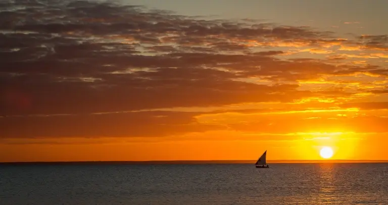 Dhow at sunset in Tanzania
