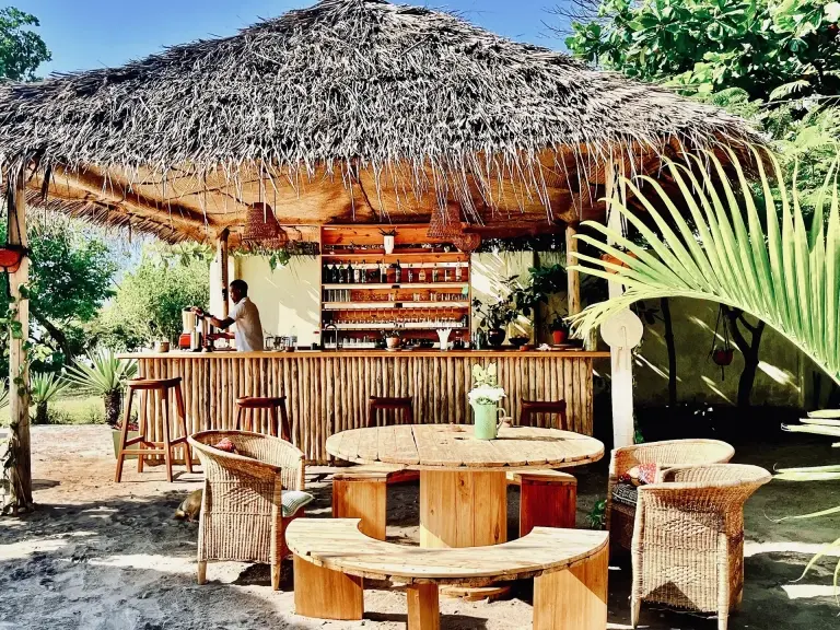 The beach bar at Afro Divers Lodge, Pemba, Tanzania.