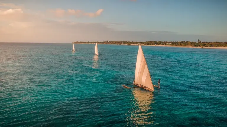 Dhow at sunset at The Manta Resort in Pemba, Tanzania