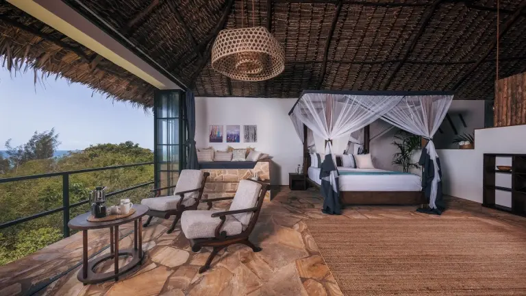 Sea view room at The Manta Resort in Pemba, Tanzania