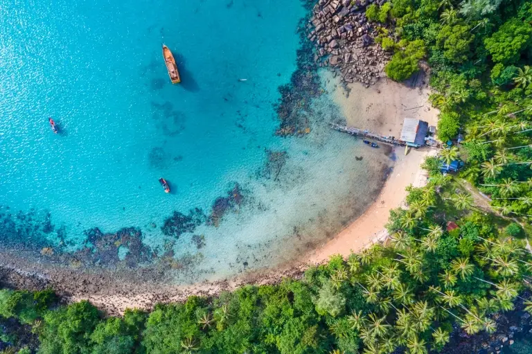 Aerial view of a beach in Zanzibar, Tanzania