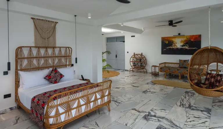 A deluxe double room at the Z2 Hotel in Nungwi, Zanzibar