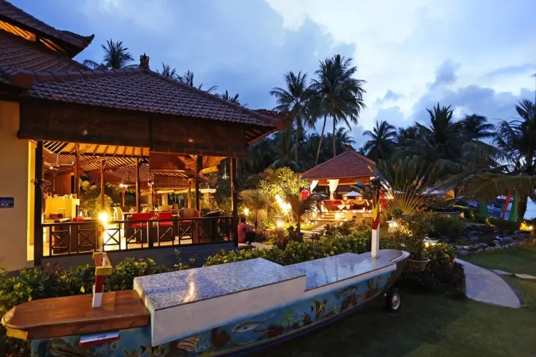 Lobby & cafe at Teluk Karang Resort in Bali, Indonesia