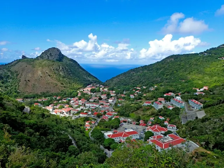 View of the town of The Bottom, in Saba, Caribbean.