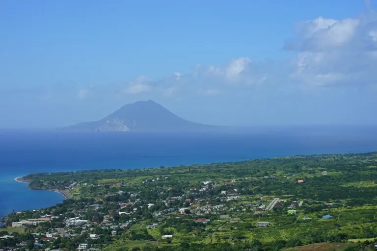 View of St Eustatius from St Kitts in the Caribbean