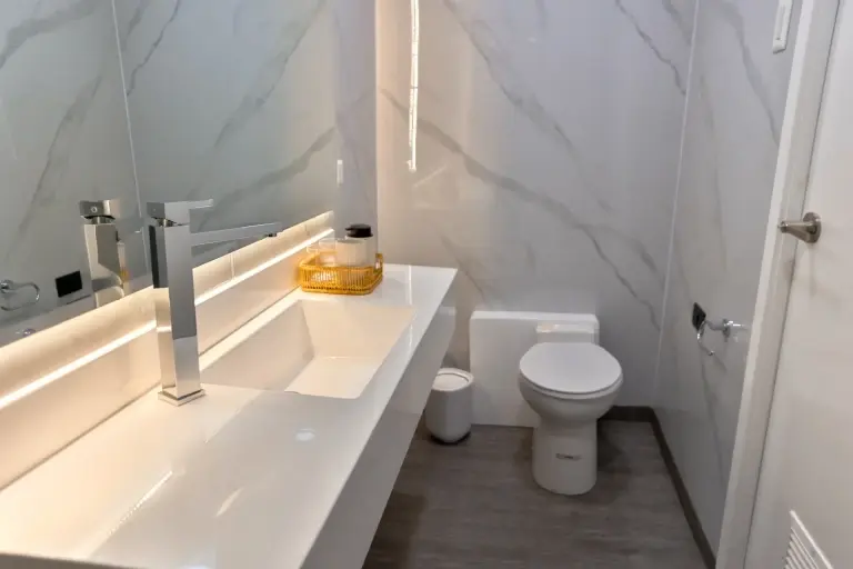 En suite bathroom on Galaxy Diver II, Galapagos Islands