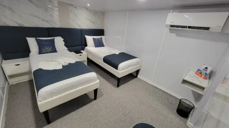 Lower deck twin cabin on Galaxy Diver II, Galapagos Islands