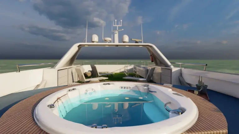 Hot tub on the sun deck, on Galaxy Diver II, Galapagos Islands