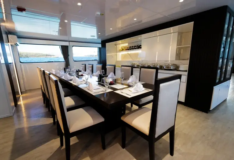 The restaurant on Galaxy Diver III, Galapagos Islands