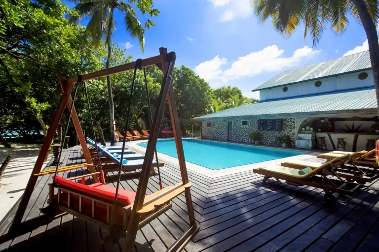 Swimming pool at Reethi Beach Resort in the Maldives