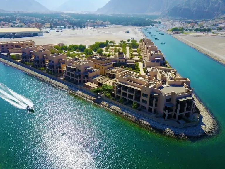 Aerial of Atana Resort in the Musandam Peninsula, Oman