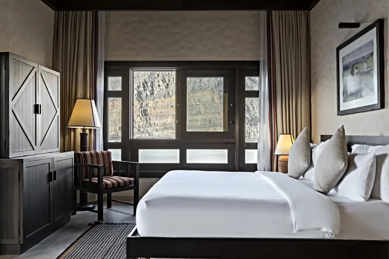 Suite bedroom at Atana Resort in the Musandam Peninsula, Oman