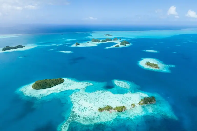 Aerial of islands in Palau