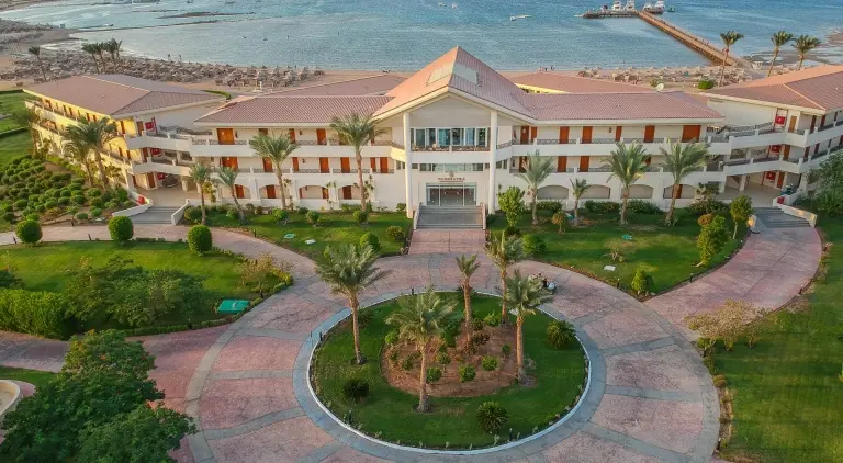 Aerial view of the adults-only resort at Cleopatra Resort Makadi Bay, Egypt.