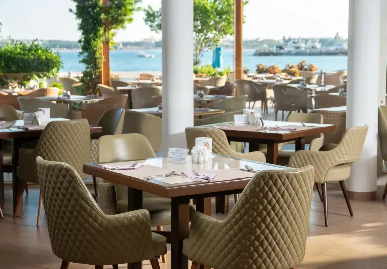 The waterfront restaurant at Cleopatra Resort Makadi Bay, Egypt.