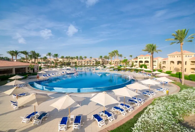 View from a Beach Family Room at Cleopatra Resort Makadi Bay, Egypt.