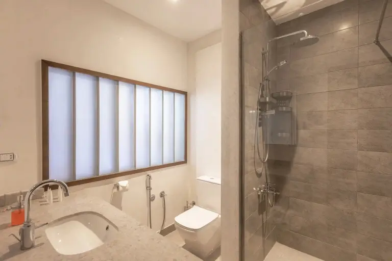 Standard bathroom at Wadi Sabarah Lodge in Marsa Alam, Egypt