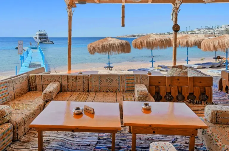 Bedouin lounge at Sharks Bay Umbi Village in Sharm el Sheikh, Egypt
