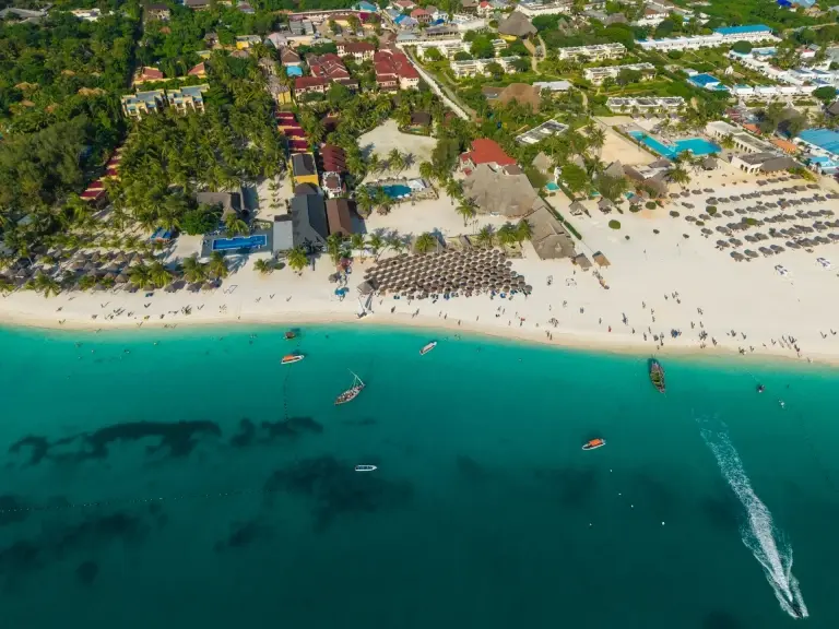 Aerial view of Kendwa Rocks Beach Hotel, Zanzibar