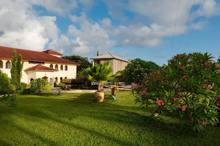 The front gardens at Kendwa Rocks Beach Hotel, Zanzibar