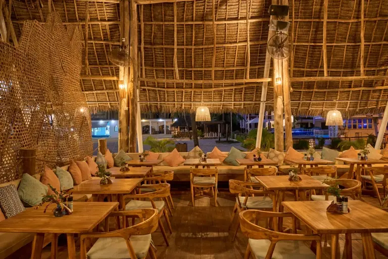 The beach restaurant at Kendwa Rocks Beach Hotel, Zanzibar