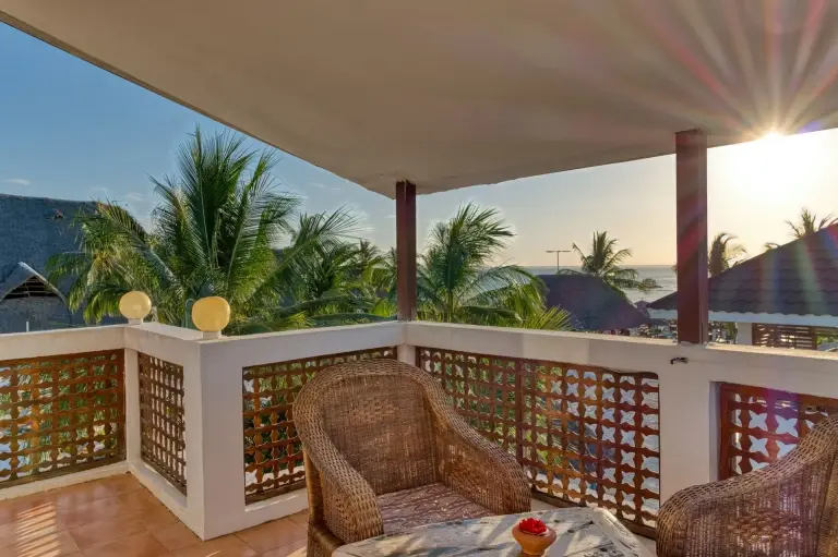 A balcony at Kendwa Rocks Beach Hotel, Zanzibar